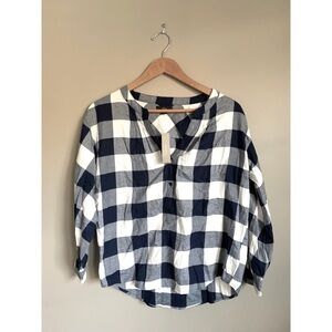 NWT JCREW Navy & White Buffalo Check Top